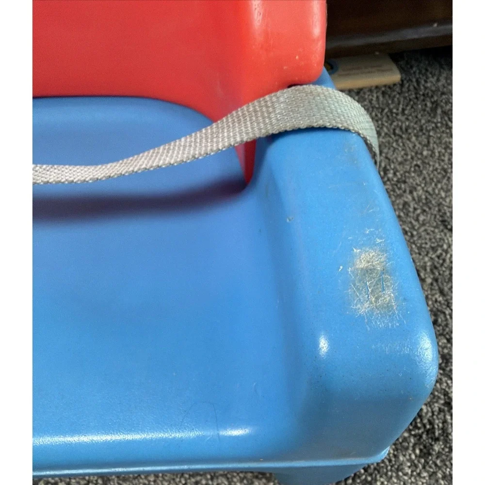 Vtg 1990's Fisher Price Grow With Me Booster Chair Seat Strap Toddler Red Blue